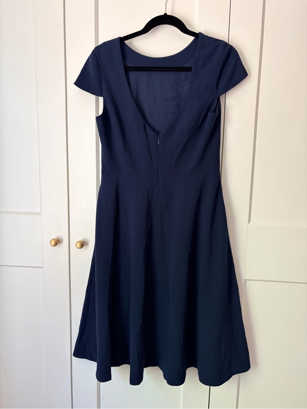 Dress the Population Livia Midnight Blue Navy Short-Sleeve Midi Dress | L - Picture 4 of 7